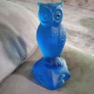 Vintage blue glass owl
